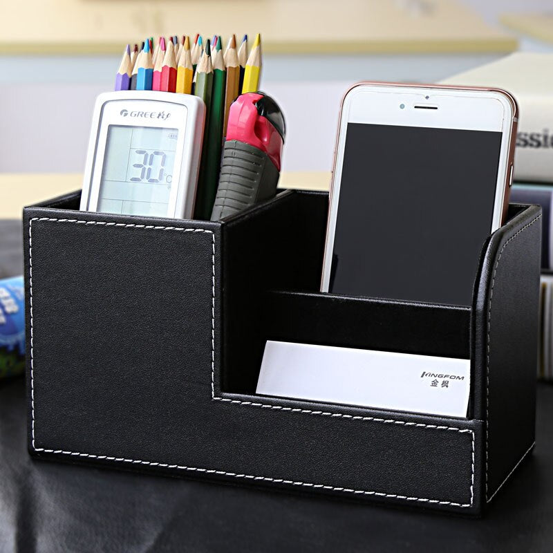 Organisateur de bureau en cuir.