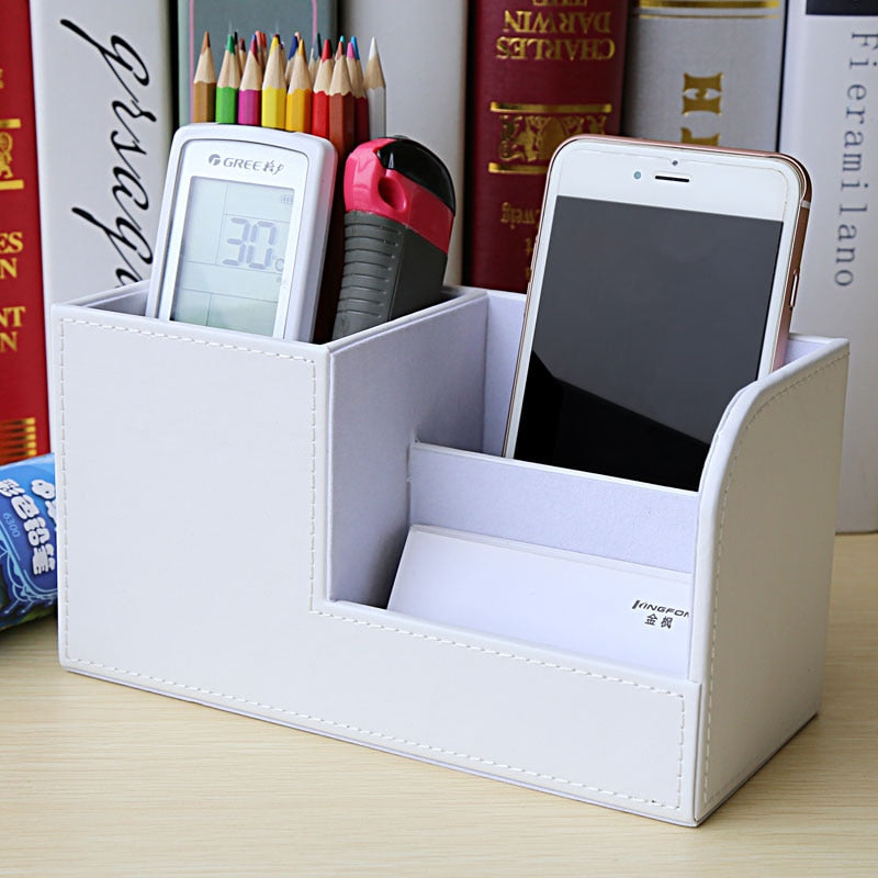 Organisateur de bureau en cuir.
