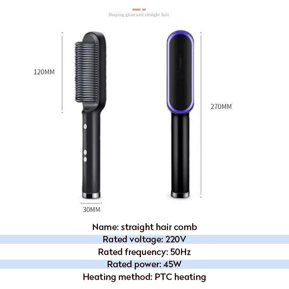 Peigne à cheveux brosse barbe lisseur Anti-brûlure cheveux lissage peigne fer à friser rapide barbe cheveux Styler pour hommes.