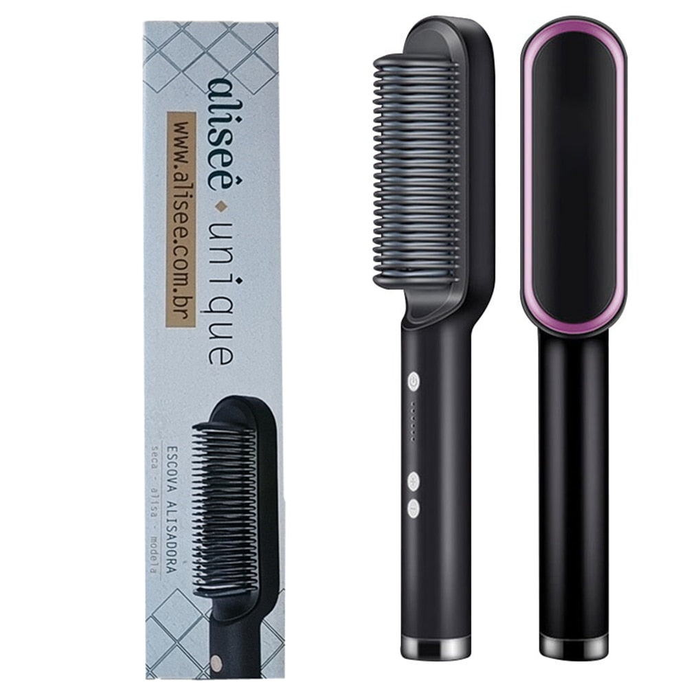 Peigne à cheveux brosse barbe lisseur Anti-brûlure cheveux lissage peigne fer à friser rapide barbe cheveux Styler pour hommes.
