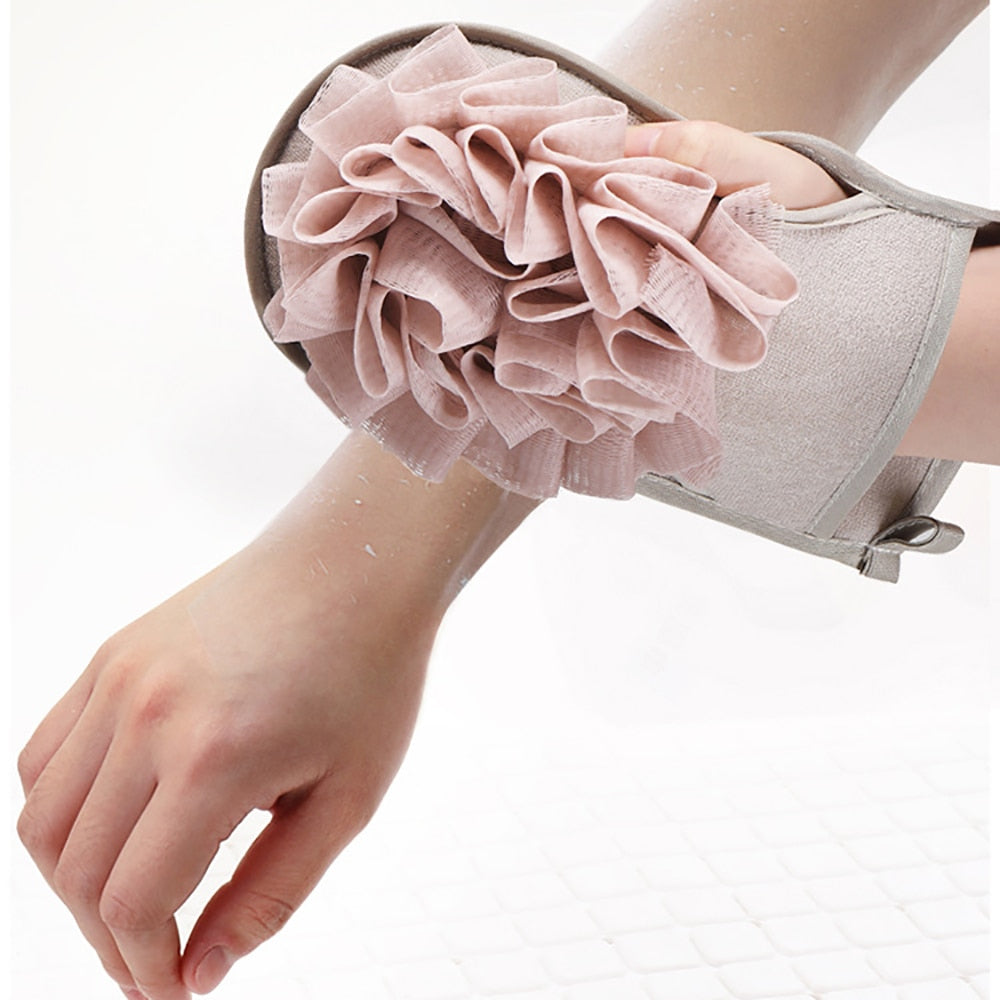 Gants de bain portables Double face.