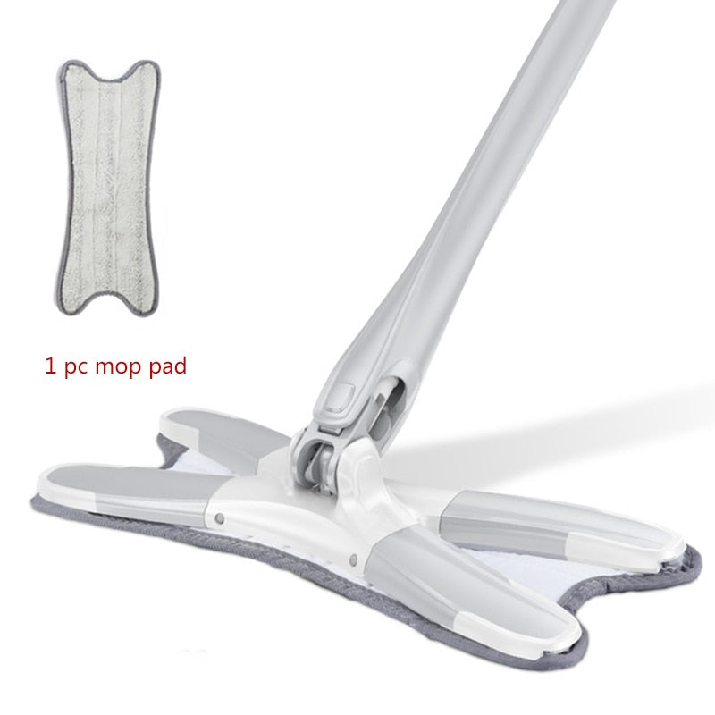 X-Type Floor Mop With 3 Replaceable Cloth Heads 360 Degree Squeeze Flat Mop Hand-Free Wash Household Lazy Mop Home Cleaning Tool