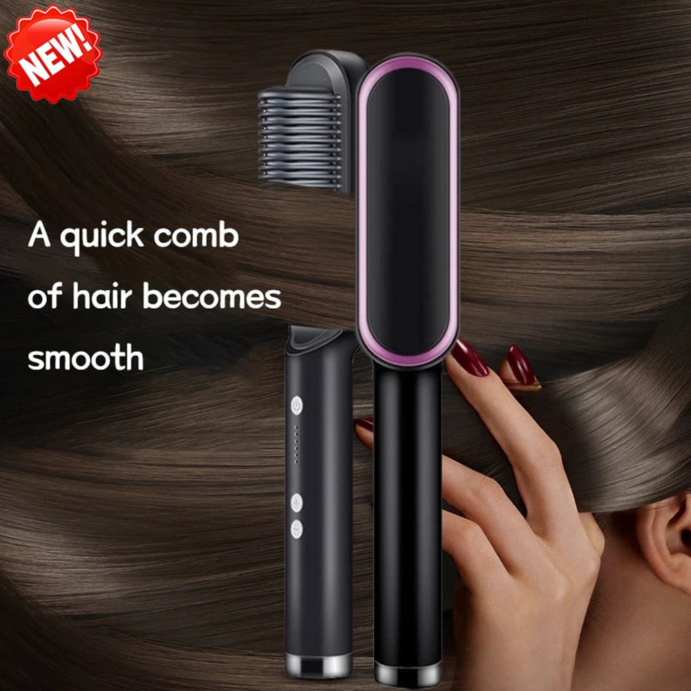 Peigne à cheveux brosse barbe lisseur Anti-brûlure cheveux lissage peigne fer à friser rapide barbe cheveux Styler pour hommes.