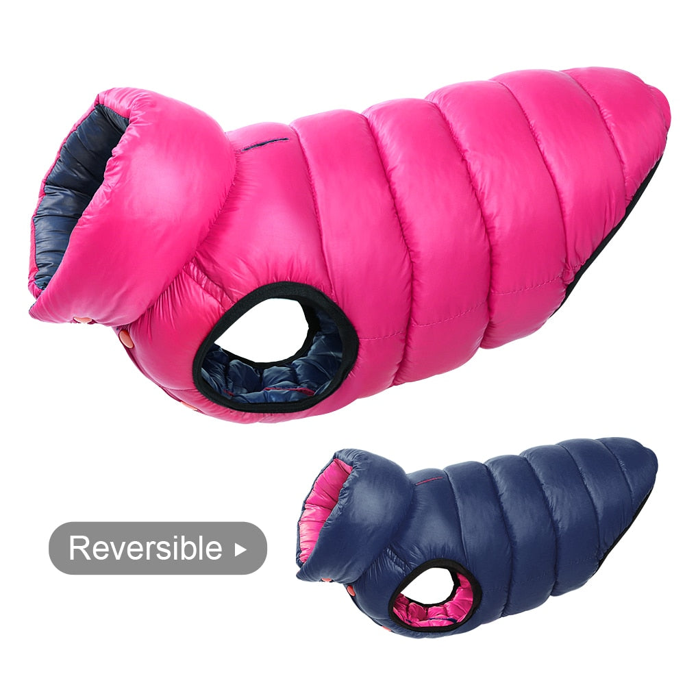 Manteau d'hiver réversible coupe-vent pour chien.
