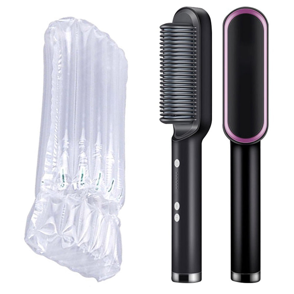 Peigne à cheveux brosse barbe lisseur Anti-brûlure cheveux lissage peigne fer à friser rapide barbe cheveux Styler pour hommes.