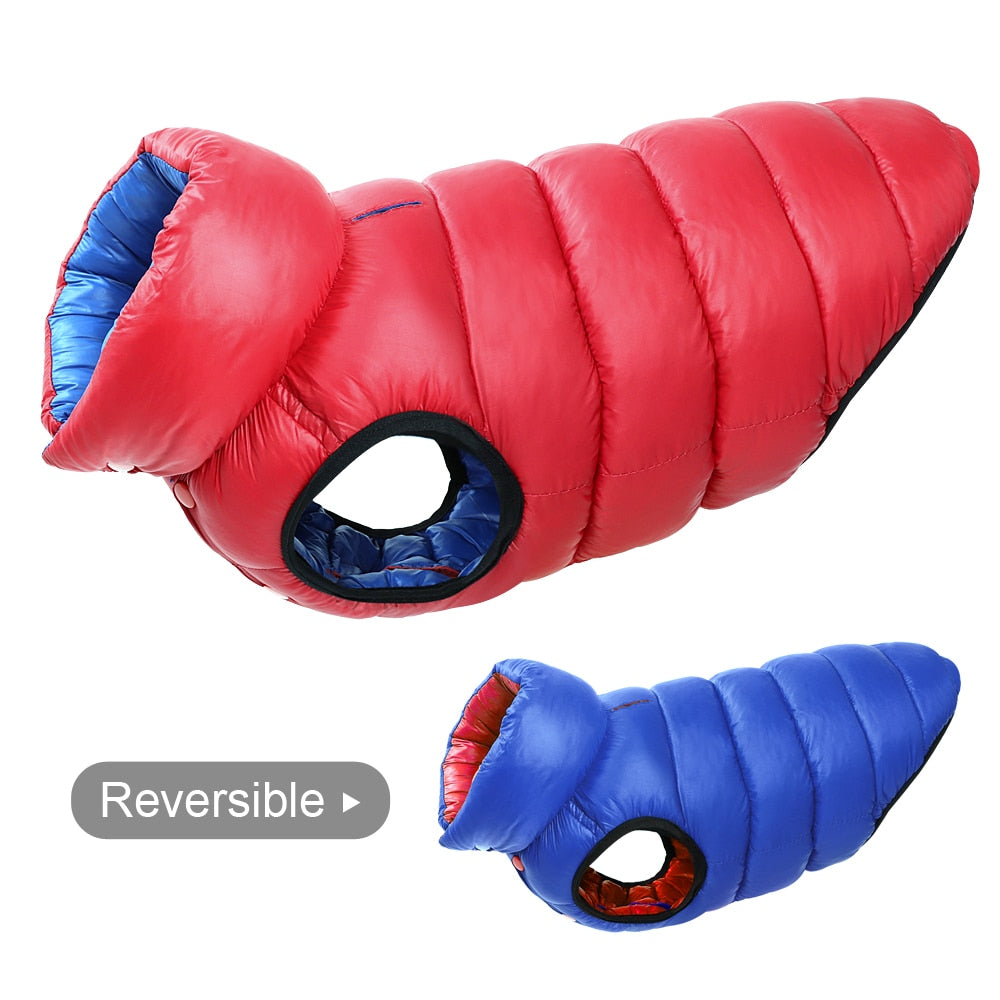 Manteau d'hiver réversible coupe-vent pour chien.