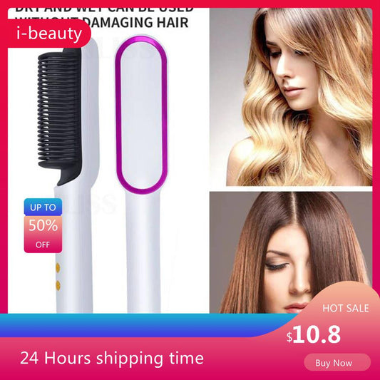 Peigne à cheveux brosse barbe lisseur Anti-brûlure cheveux lissage peigne fer à friser rapide barbe cheveux Styler pour hommes.