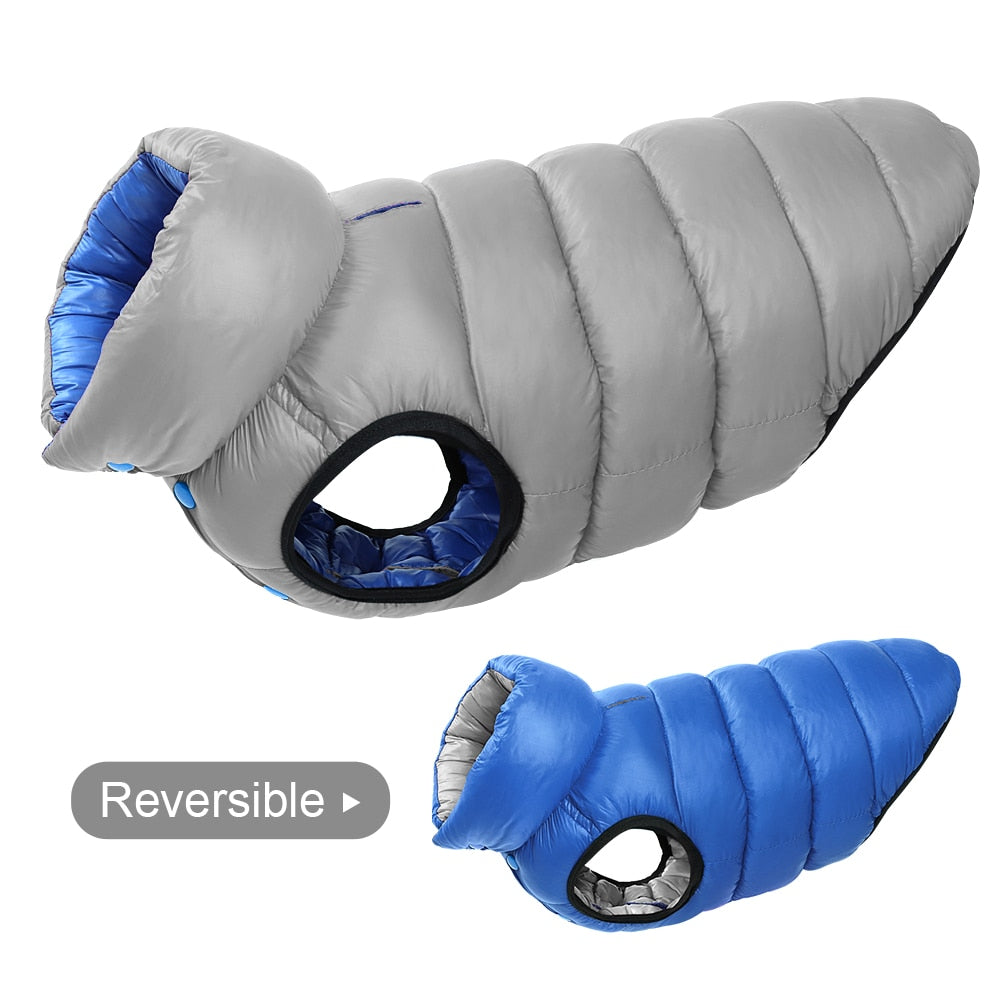 Manteau d'hiver réversible coupe-vent pour chien.