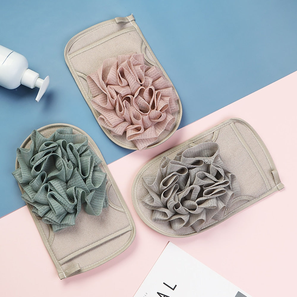 Gants de bain portables Double face.