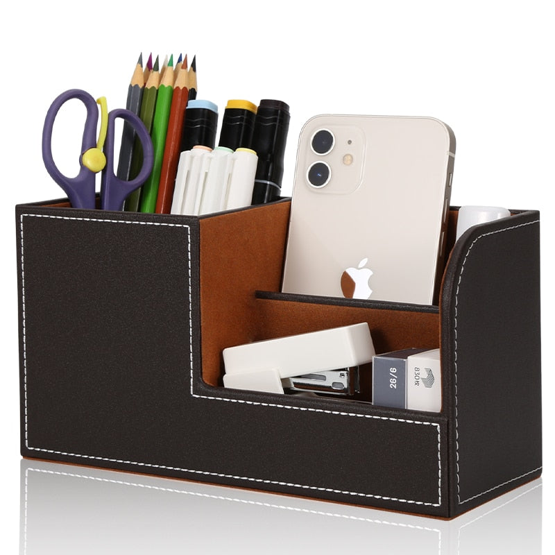 Organisateur de bureau en cuir.